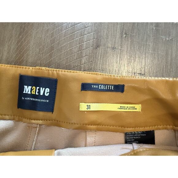 MAEVE By ANTHROPOLOGIE Colette Cropped Wide Leg Faux Leather Pants Brown Size 31 - Picture 5 of 16